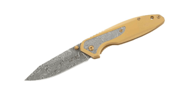 Herbertz 534012 jednoručný vreckový nôž 8cm, nerezová oceľ, zlatá, damaškový vzhľad