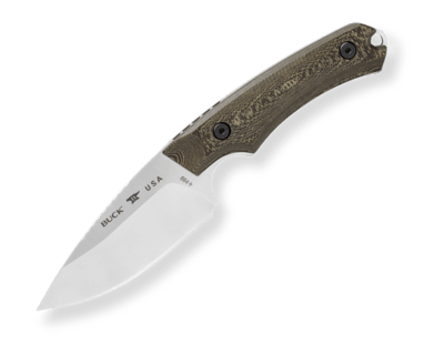 Buck BU-0664BRS Alpha™ Hunter lovecký nôž 9,2 cm, Satin, vzor, kompozit Richlite, kožené puzdro