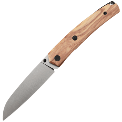 Megkövesedett hal PF719OWOS Patte V2 zsebkés 8,7 cm, szatén, olajfa