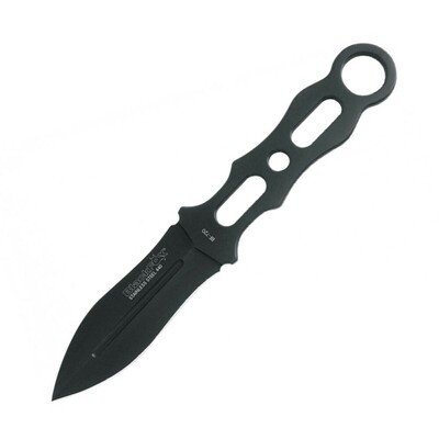 FOX knives BF-720 Black Fox vrhací nôž 8,5 cm, celočierna, nehrdzavejúca oceľ, nylonové puzdro