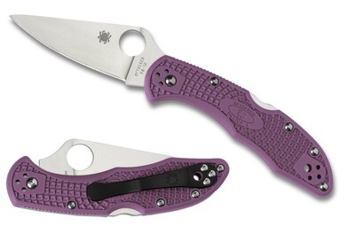 Spyderco C11FPPR Delica 4 Flat Ground Purple kapesní nůž 9,5 cm, fialová, FRN