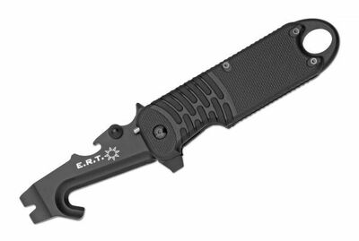 FOX knives FX-212  E.R.T. BLACK vreckový záchranársky nôž 7,5 cm, celočierna, FRN, puzdro Kydex