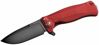 LionSteel SR11A RB Black/Red vreckový nôž 9,4 cm, čierna, červená, hliník, rozbíjač skla