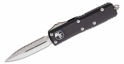 Microtech 232-5TQ UTX-85 Satin Serration automatický nůž 7,6 cm, černá, hliník