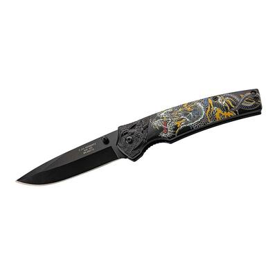 Herbertz 594712 jednoručný vreckový nôž 9cm, hliník, farebný ázijský drak 