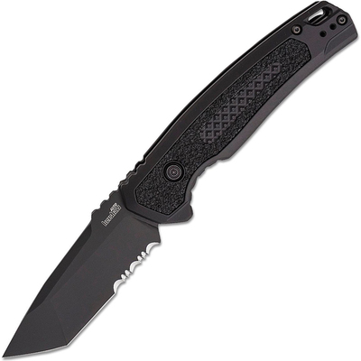 Kershaw K-7105 LAUNCH 16 Serrated automatický vreckový nôž 8,8 cm, celočierna, hliník 