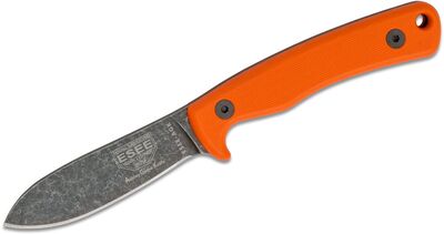 ESEE-AGK-OR ESEE HUNTING KNIFE lovecký nôž 8,9 cm, Black Stonewash, oranžová, G10, kožené puzdro