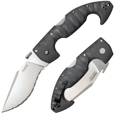 Cold Steel 21SS Spartan Serrated vreckový nôž 11,4 cm, šedá, Griv-Ex, spona