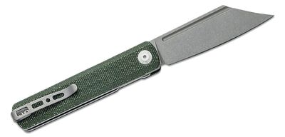 SA08B Sencut Bronte Zelená Micarta Handle Gray S/S Liner Gray Stonewashed 9Cr18MoV Blad
