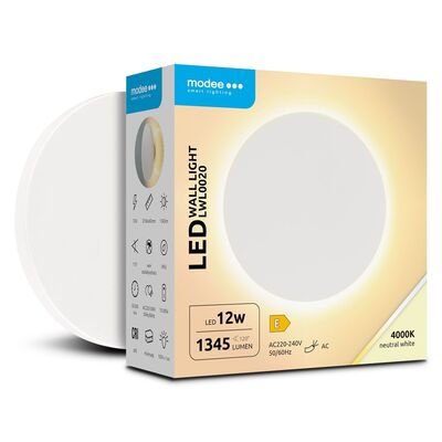 Modee LED biela okrúhla nástenná lampa 12W 1345lm neutrálna biela (ML-LWL0020)