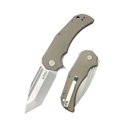 Kubey KU318C Bravo One Tanto vreckový outdoorový nôž 8,6 cm, hnedá Tan, G10