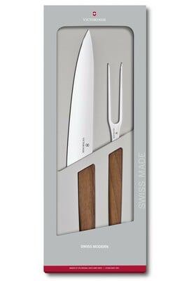 Victorinox 6.9091.2 Swiss Modern 2-dílná tranžírovací souprava (vidlice, nůž), ořechové dřevo