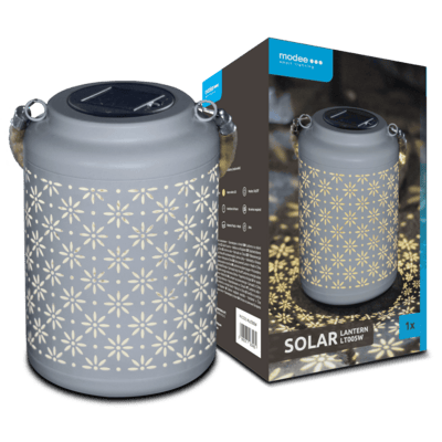 Modee záhradná solárna LED lampa-lampáš LT005W 26 cm, biela (ML-LT005W)