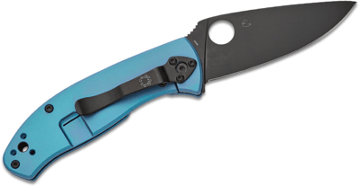 C122TIBLBKP Spyderco TENACIOUS BLUE TI BLACK PLAINEDGE