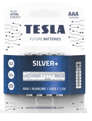 1099137002 Tesla SILVER Alkaline baterie AAA (LR03, mikrotužková, blister) 4 ks