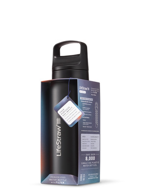 LGV42SBKWW Lifestraw Go 2.0 Stainless Steel Water Filter Bottle 24oz Black
