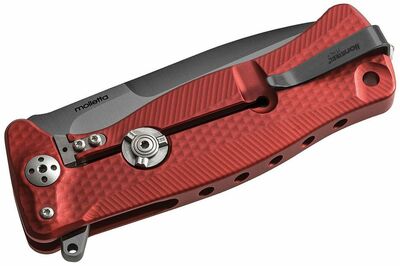 SR11A RB LionSteel SR Flipper RED Aluminum knife, RotoBlock, Chemical Black blade Sleipner
