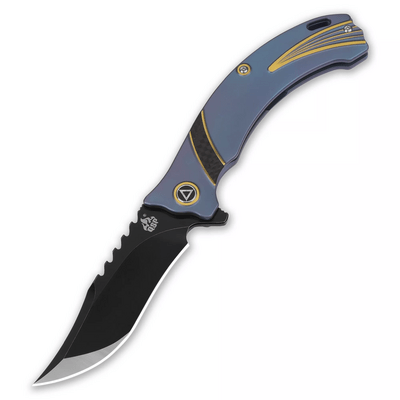 QSP Knife QS119-B Kylin Purple Titanium CF vreckový nôž 9,5cm, čierna, modro-fialová, titán