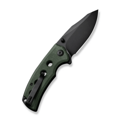 S23068-3 Sencut Excalis zöld vászon Micarta fogantyú fekete 9Cr18MoV pengebetét zár