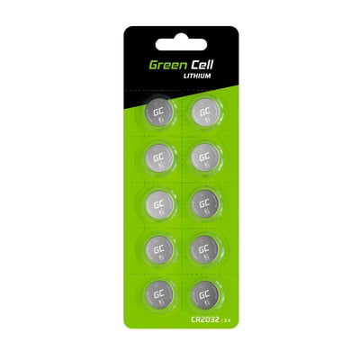 XCR01 Green Cell gomb lítium akkumulátor CR2032 3V 220mAh 10db, buborékfólia 