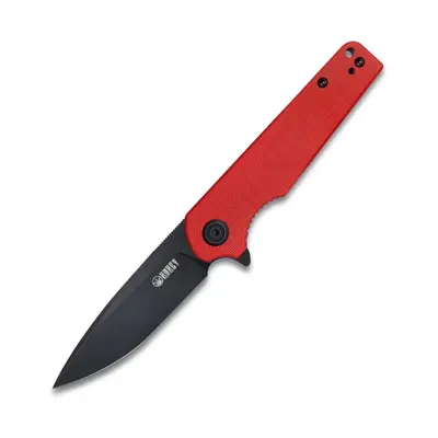 Kubey KU233E Wolverine vreckový nôž 7,4 cm, Dark Stonewash, červená, G10, spona