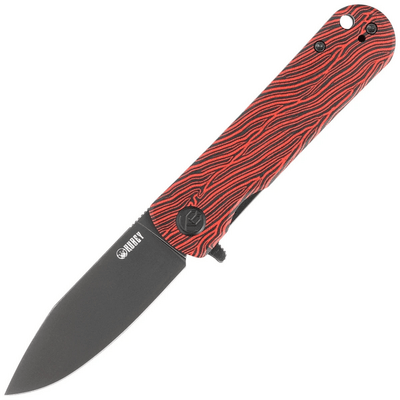 Kubey KU371F Neo kapesní nůž 7,6 cm, Blackwash, černo-červená, damaškový vzor, G10, spona