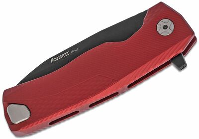 ROK A RB LionSteel ROK RED Aluminum knife, RotoBlock, Chemical Black blade M390