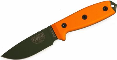 ESEE-3P-OD univerzálny pevný nôž 9,8cm, čierna, oranžová, G10, plastové puzdro čierne