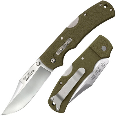 Cold Steel 23JCZ DOUBLE SAFE HUNTER OD GREEN lovecký vreckový nôž 8,9 cm, zelená, GFN, spona