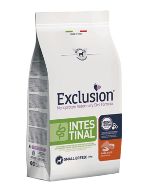 EXCLUSION INPS02 INTESTINAL SMALL BREEDS veterinární krmivo pro psy 2kg, vepřové/rýže