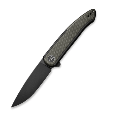 We Knife WE20043-4 Smooth Sentinel zsebkés 7,6 cm, Black Stonewash, titán, zöld Micarta