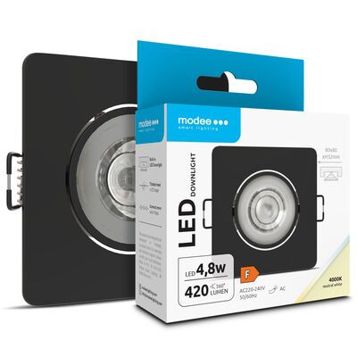 Modee LED štvorcové svietidlo 4,8W 420lm D80xH32mm, neutrálna biela, čierna (ML-DL4000K4,8WSR-BN)