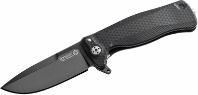 LionSteel SR22A BB Aluminium Black vreckový nôž 8 cm, celočierna, hliník, rozbíjač skla