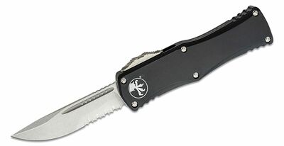 Microtech 703-11 Hera Combo automata kés 7,9 cm, Stonewash, fekete, alumínium 