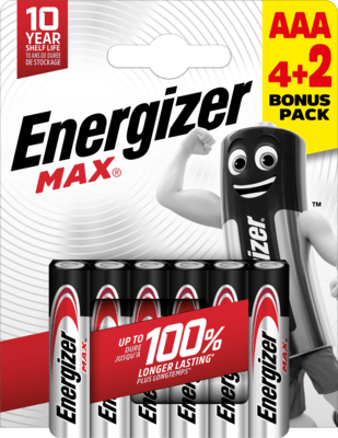 Energizer Max AAA alkalické batérie 6ks (4+2) E303328200