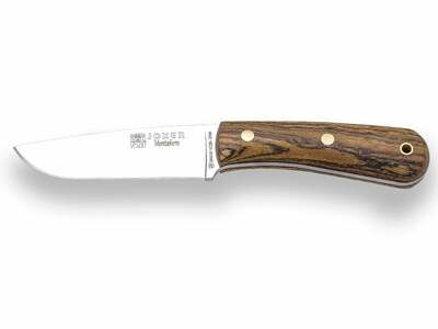 JOKER CB134-P MONTANERO kültéri kés 11 cm, Bocote fa, bőrtok, kovakő