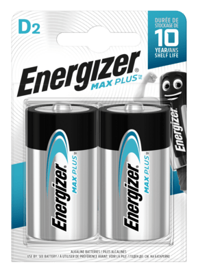 Energizer Max Plus veľký monočlánok D E95/LR20 BP2 alkalické batérie 2ks 7638900423358