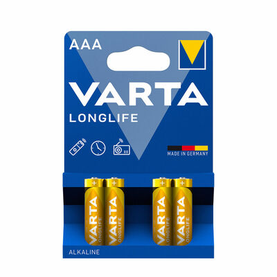 Varta Longlife alkalická mikrotužková baterie AAA LR03, 4ks