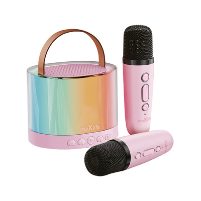 Maxlife MXKS-200 pink Bluetooth karaoke reproduktor se 2 mikrofony, růžová (OEM0200595)