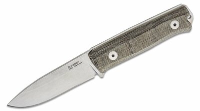 LionSteel B40 CVG bushcraft kés 9,8 cm, Stonewash, zöld, Micarta, bőr hüvely