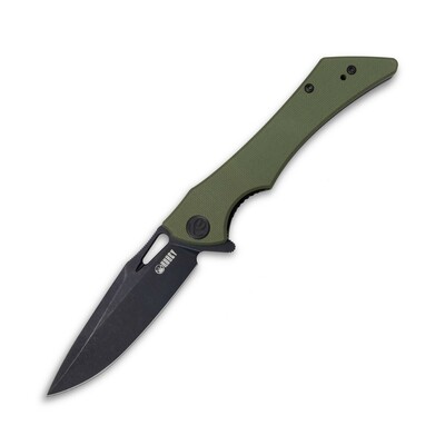 Kubey KB245I Raven Green zsebkés 9 cm, fekete, zöld, G10, csat