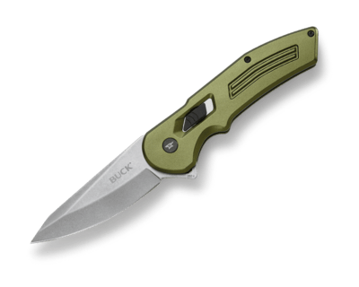 Buck BU-0262ODS Hexam OD Zöld zsebkés rásegítéssel 8,5 cm, Stonewash, zöld, alumínium 