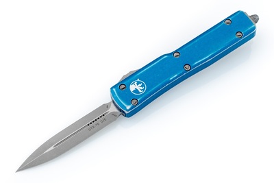 Microtech 147-10DBL UTX-70 Distressed Blue automatický nôž 6,1 cm, Stonewash, modrá, hliník