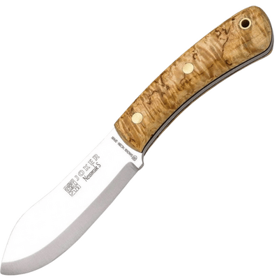 JOKER CL132 NESSMUK outdoorový nôž 11 cm, drevo kučeravej brezy, kožené puzdro