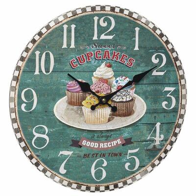 60.3045.13 TFA VINTAGE Cupcakes Analogové nástěnné hodiny v retro stylu