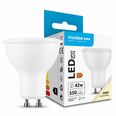 Modee Lighting LED Alu-Plastic GU10 6W 550 lm neutrální bílá (MLGU10P4000K6W)