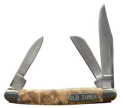 Schrade 108OTW Old Timer 2 3/4" vreckový nôž 5,1 cm, piesková farba, drevo Ironwood, 3 čepele