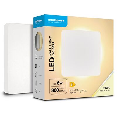Modee LED biela štvorcová nástenná lampa 6W 800lm neutrálna biela (ML-LWL0021)