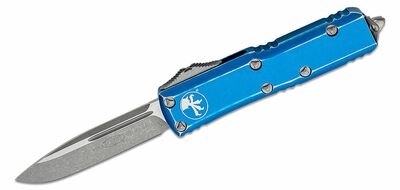 Microtech 231-10DBL UTX-85 Standard Distressed Blue automata kés 7,6 cm, Stonewash, kék, alumínium