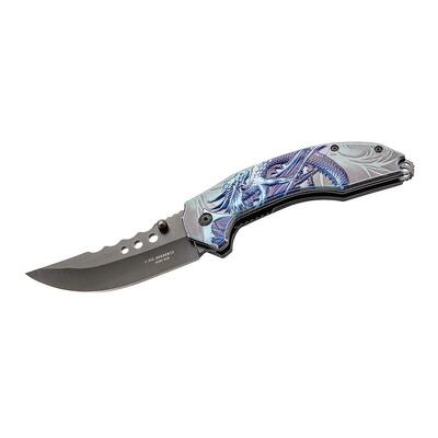 Herbertz 590511 jednoručný vreckový nôž 8,5cm, hliník, 3D drak